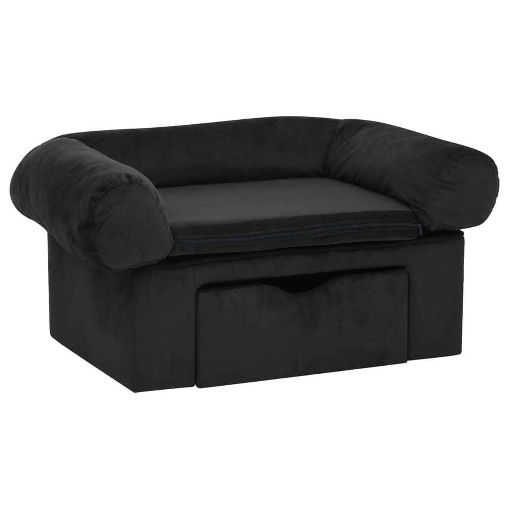 Vidaxl Sofa dla psa z szufladą czarna 75x50x38 cm pluszowa 171078