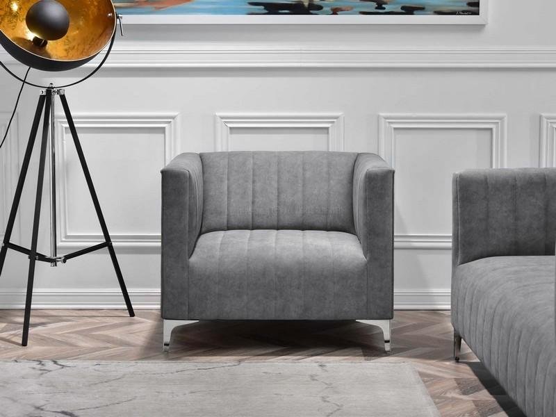 Elegancki Fotel Do Salonu W Stylu Glamour Roni Szary Welur