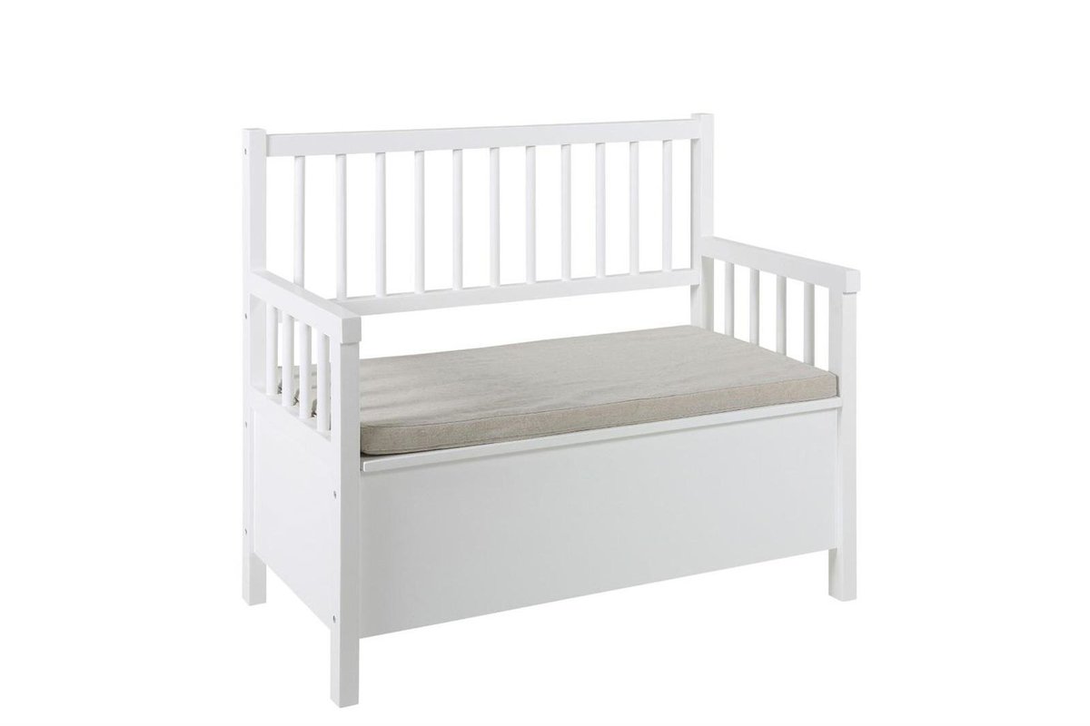 AC Design Furniture 48678 bank, drewno, biały, 48 x 90 x 85 cm 48678