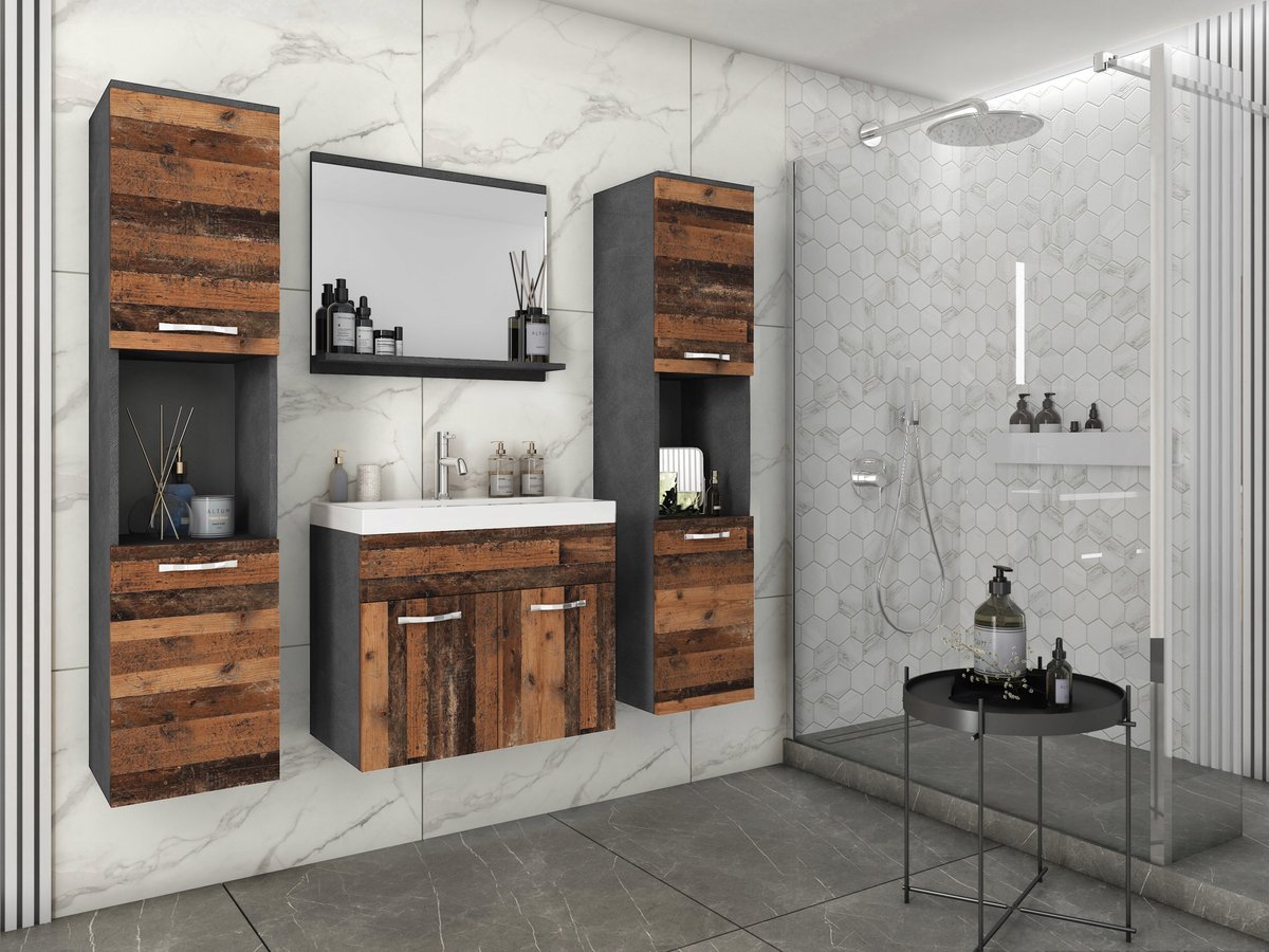 Łazienka z umywalką zestaw szafka 2xsłupek lustro