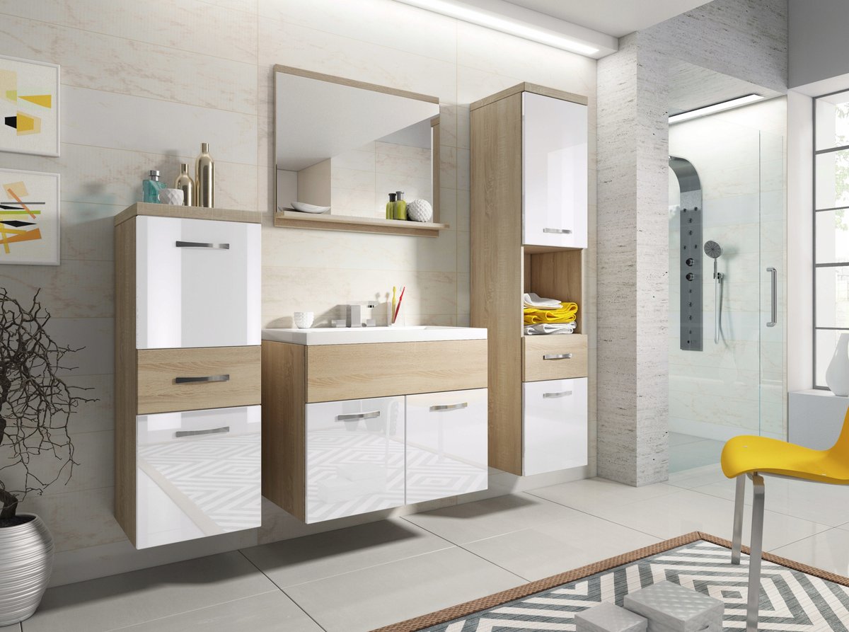 Meble łazienkowe z umywalką ALBA szafka 2xsłupek