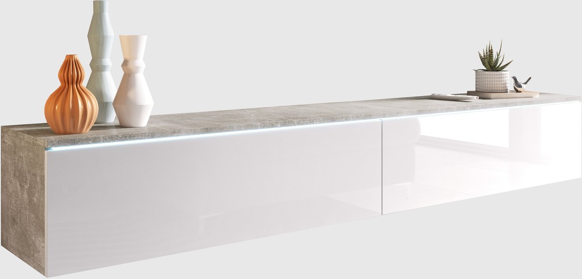 Lowboard 180 cm BETON szafka RTV wisząca półka TV