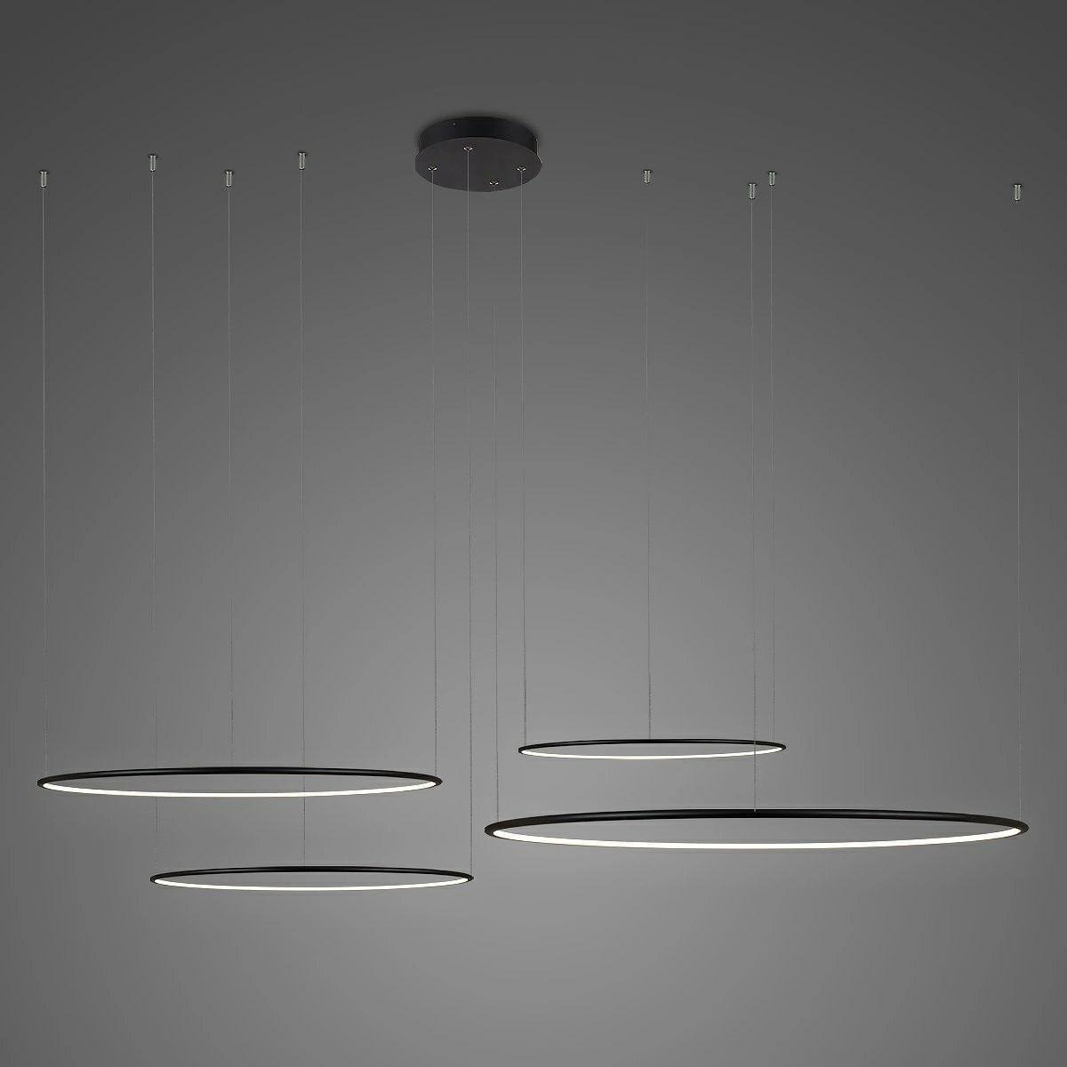 Altavola Design Lampa sufitowa Nowoczesna lampa sufitowa LED czarna Altavola Ledowe okręgi LA084/CO4_100_in_4k_black_dimm LA084/CO4_100_in_4k_black_dimm