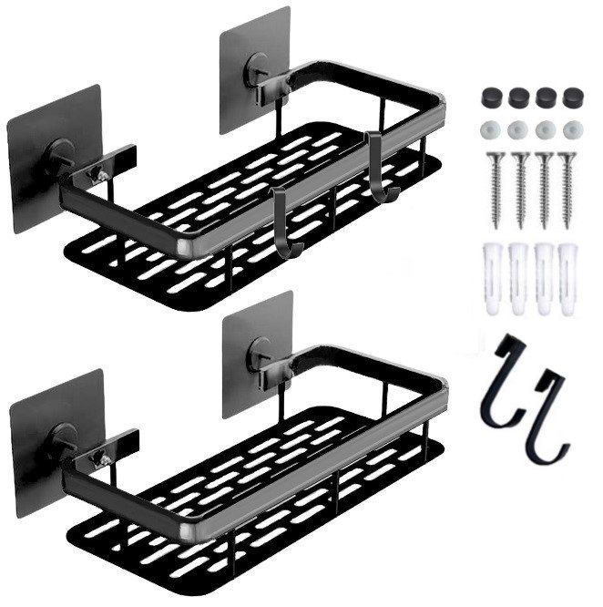 Półka Łazienkowa Wisząca Pod Prysznic 2 Szt Loft Czarna