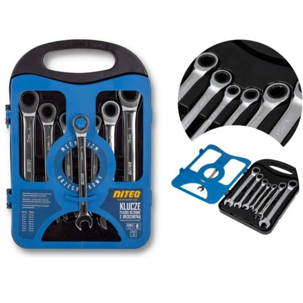 KLUCZE PŁASKO-OCZKOWE Z PRZEGUBOWĄ GŁOWICĄ I GRZECHOTKĄ NITEO TOOLS