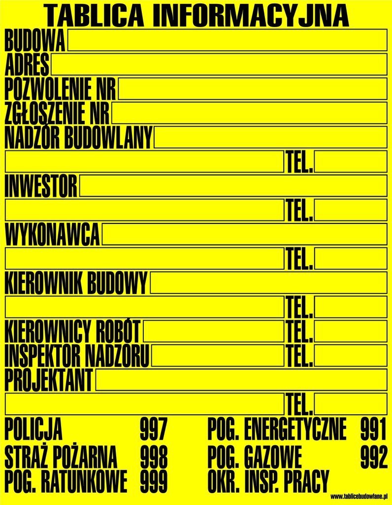 Budowlana tablica informacyjna