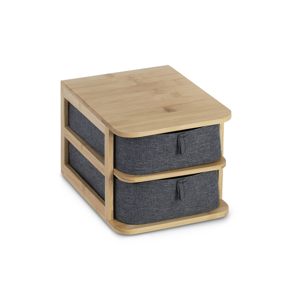 Organizer bambusowy z 2 szufladkami Szary