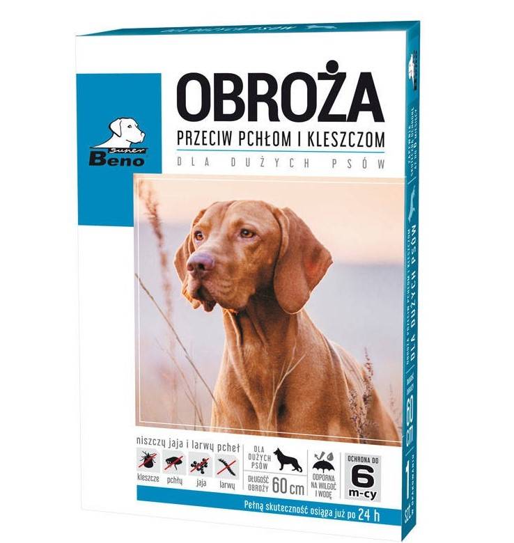 SUPER BENO Obroża przeciw pchłom i kleszczom dla dużych psów 60cm