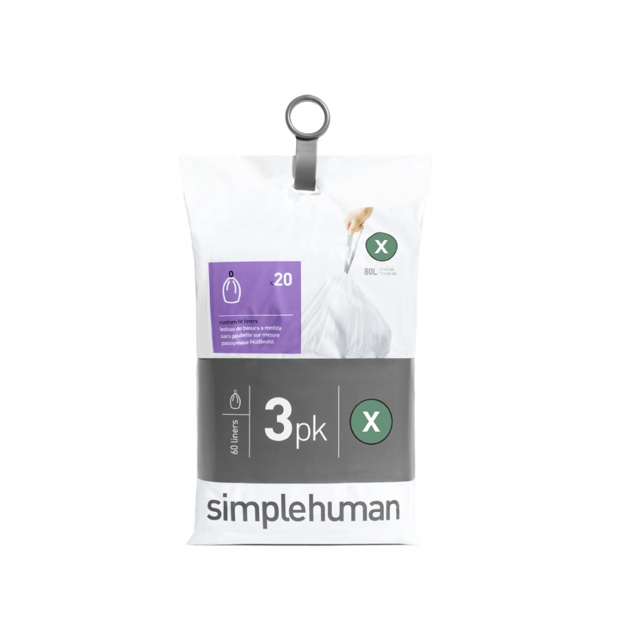 Worki na śmieci 60 szt. rozm. X 80 l Simple Human kod: CW0272 + Sprawdź na SuperWnetrze.pl