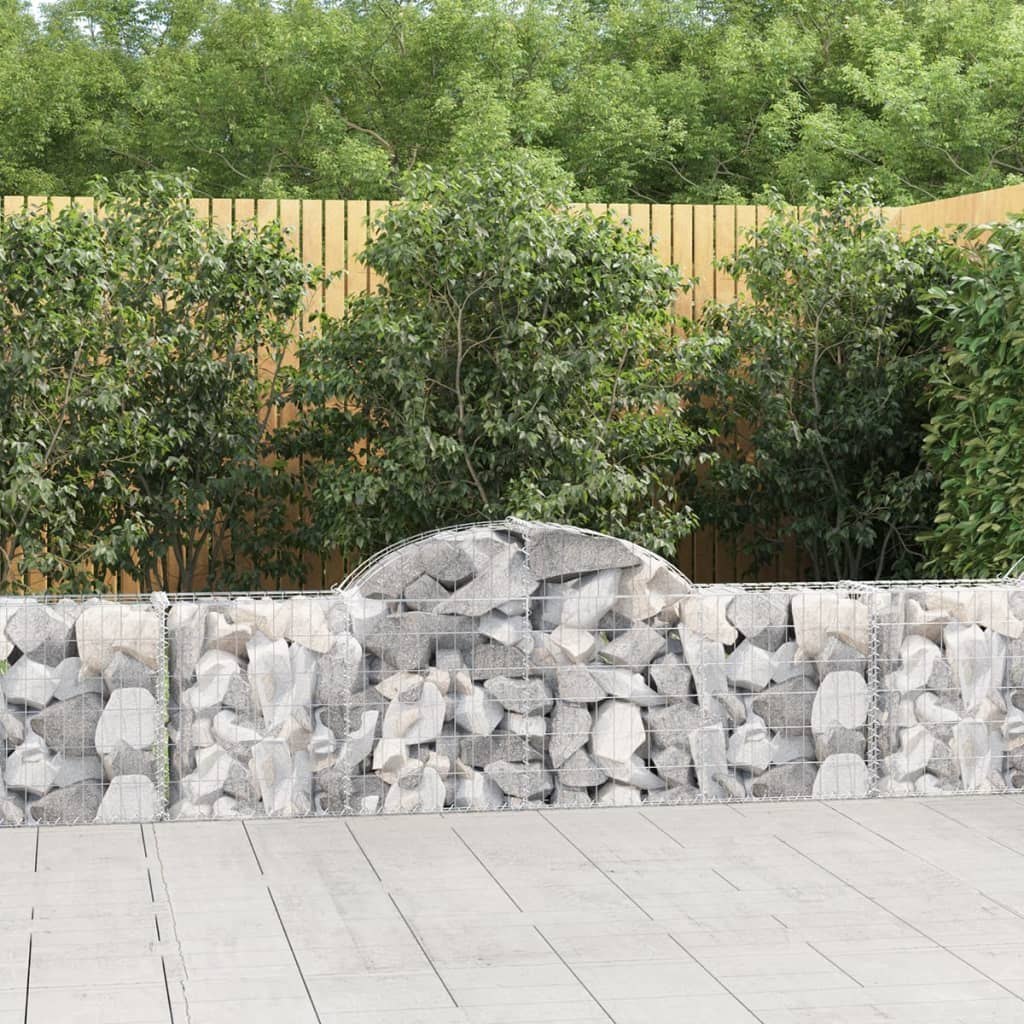 vidaXL Kosze gabionowe, 7 szt, 200x30x60/80 cm, galwanizowane żelazo
