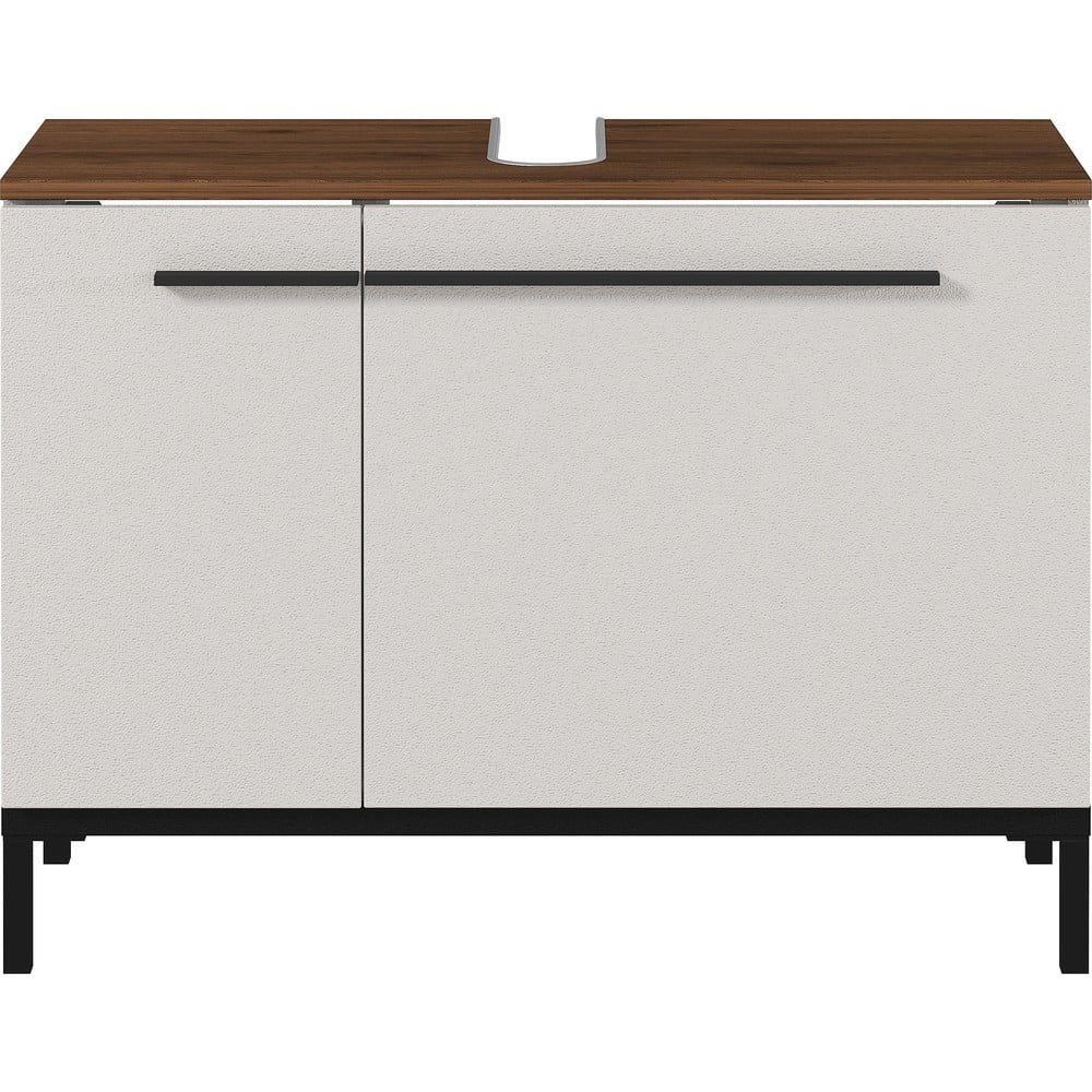 Szarobeżowa szafka pod umywalkę w dekorze orzecha 80x59 cm Yonkers – Germania