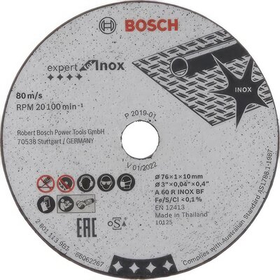 Bosch Expert 2608601520 ściernica do cięcia, do modelu A 60 R BF, średnica 76 mm, ze stali szlachetnej 1 mm x 10 mm 2608601520