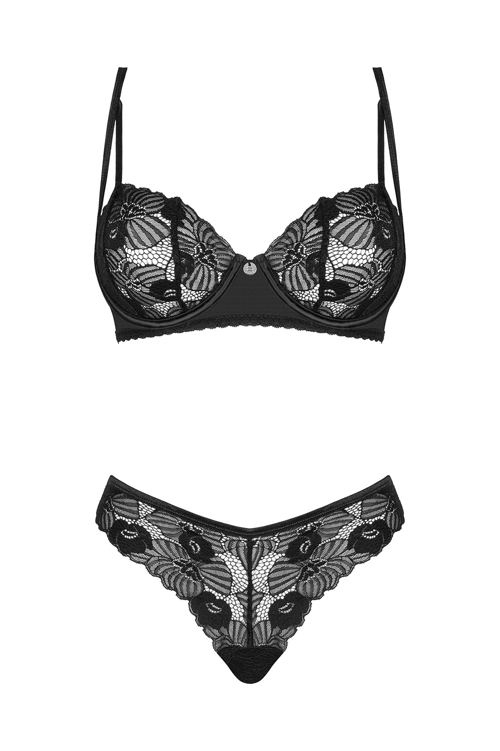 Nocna komplet biustonosz + figi Obsessive Serena Love 2-pcs set czarny