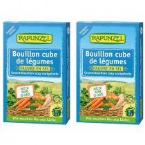 Rapunzel Bulion - kostki warzywne bez dodatku cukrów o niskiej zawartości soli (niebieskie) Zestaw 2 x 68 g Bio