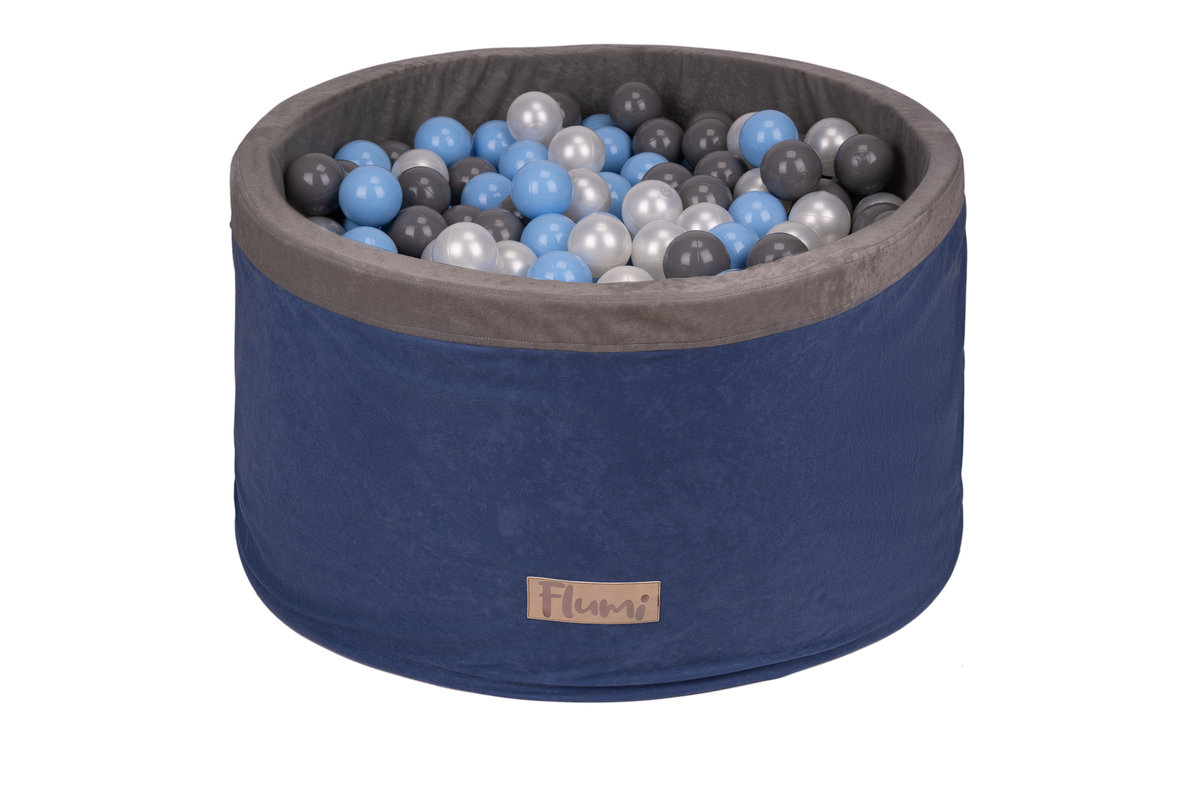 Suchy basen NIEBIESKI + 200 PIŁEK KULEK BABY BLUE-SZARE-PERŁOWE, Flumi