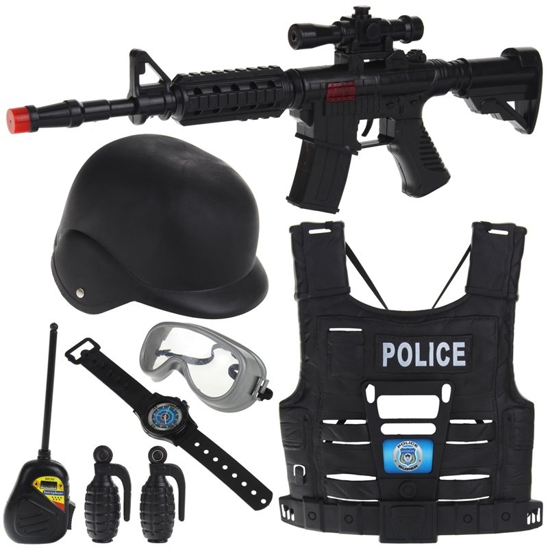 NoboKids Zestaw Strój Policyjny Kamizelka Broń Hełm Dźwięk CH-491180