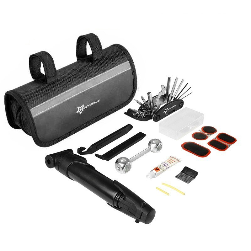 Duży Zestaw Naprawczy Rowerowy Narzędzia Pompka 16El