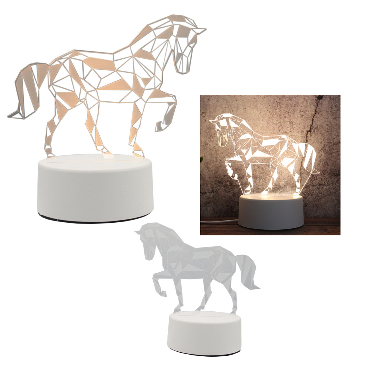 Lampka Nocna Led Koń 3D Usb Prezent