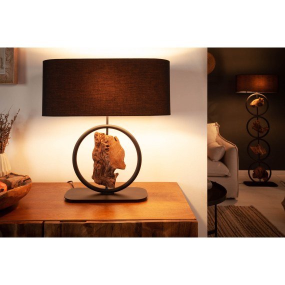 Invicta Lampa biurkowa Ments 58 cm czarna akacja 40399