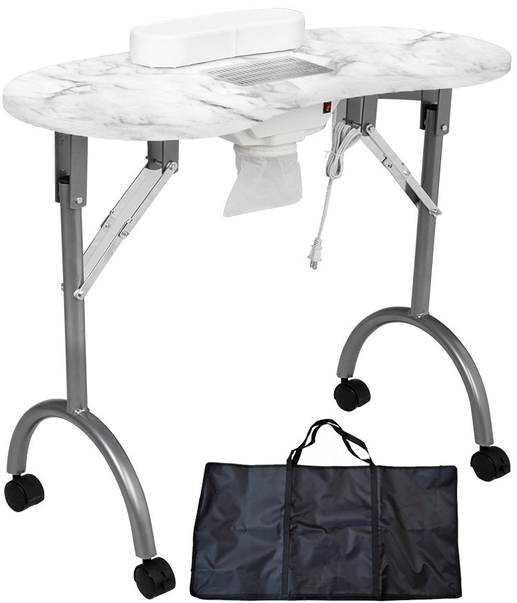 Składany stolik kosmetyczny do manicure z pochłaniaczem mobilny biały CB-8001A-WHITE