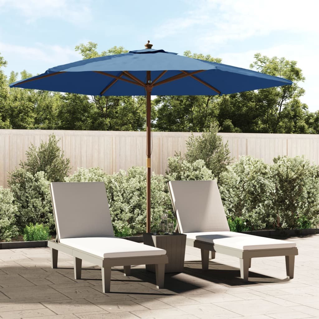 vidaXL Parasol ogrodowy na drewnianym słupku, lazurowy, 299x240 cm