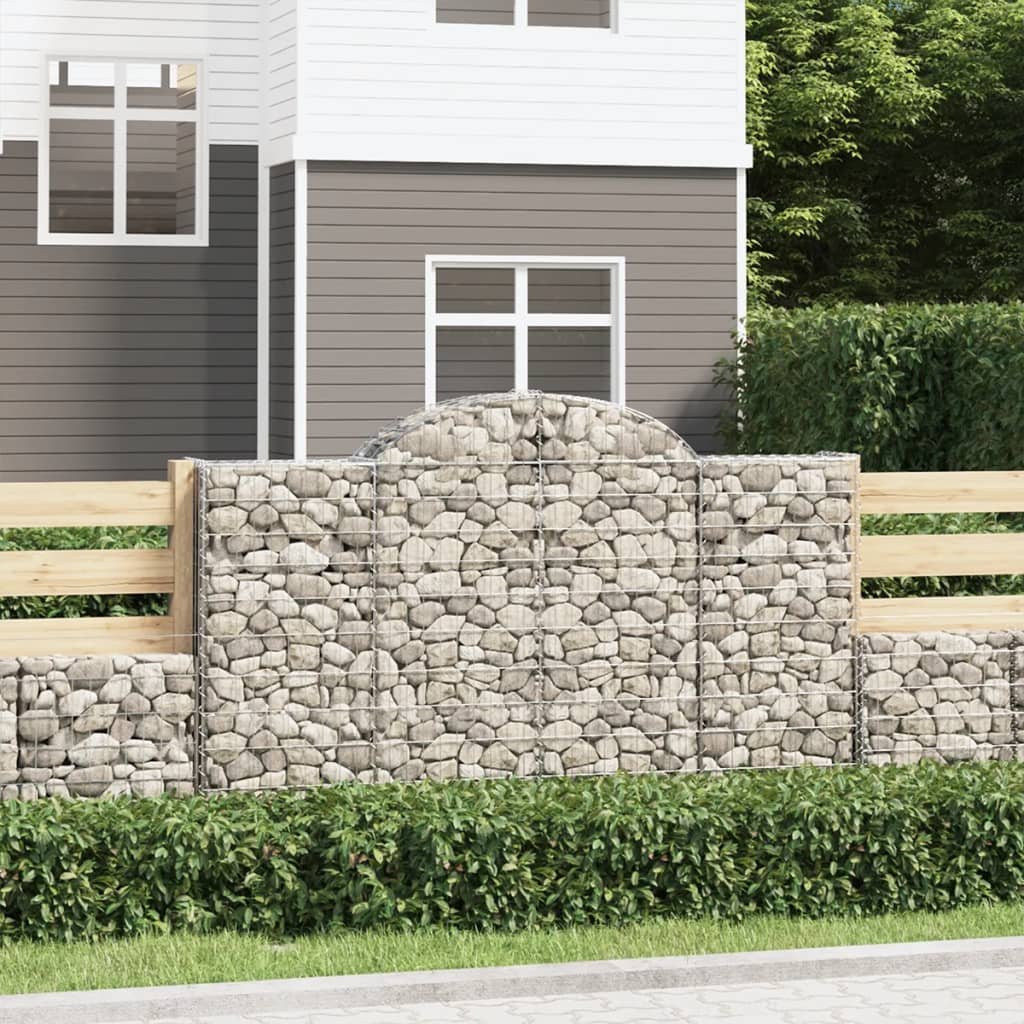 vidaXL Kosze gabionowe, 9 szt, 200x30x120/140 cm, galwanizowane żelazo