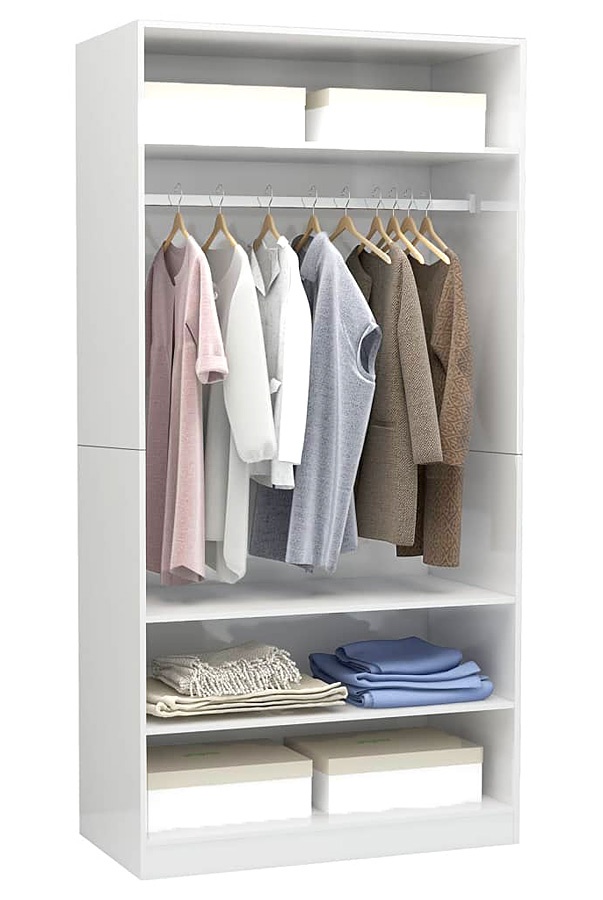 Biała szafa w połysku z drążkiem H5-A17