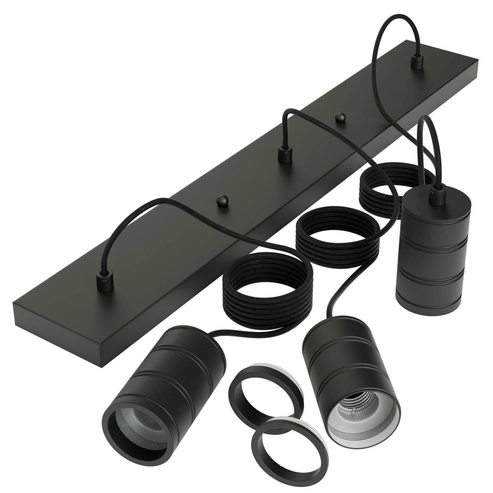 Calex Retro lampa wisząca, kątowa, 3-pkt., czarna