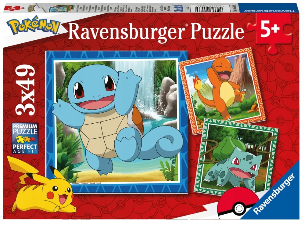 Ravensburger, Puzzle dla dzieci 2D Pokemony 3x49 elementów 5586