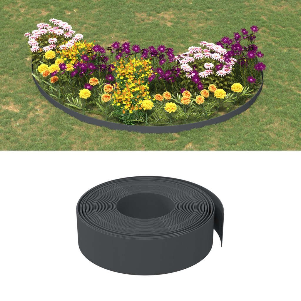 vidaXL Obrzeża ogrodowe, 4 szt., szare, 10 m, 15 cm, polietylen