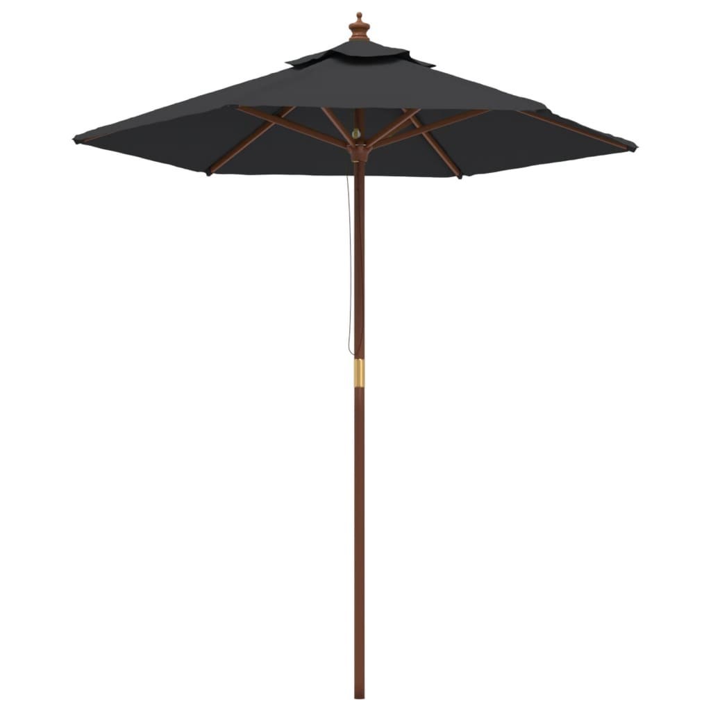 Parasol ogrodowy na drewnianym słupku, czarny, 196x231 cm Lumarko