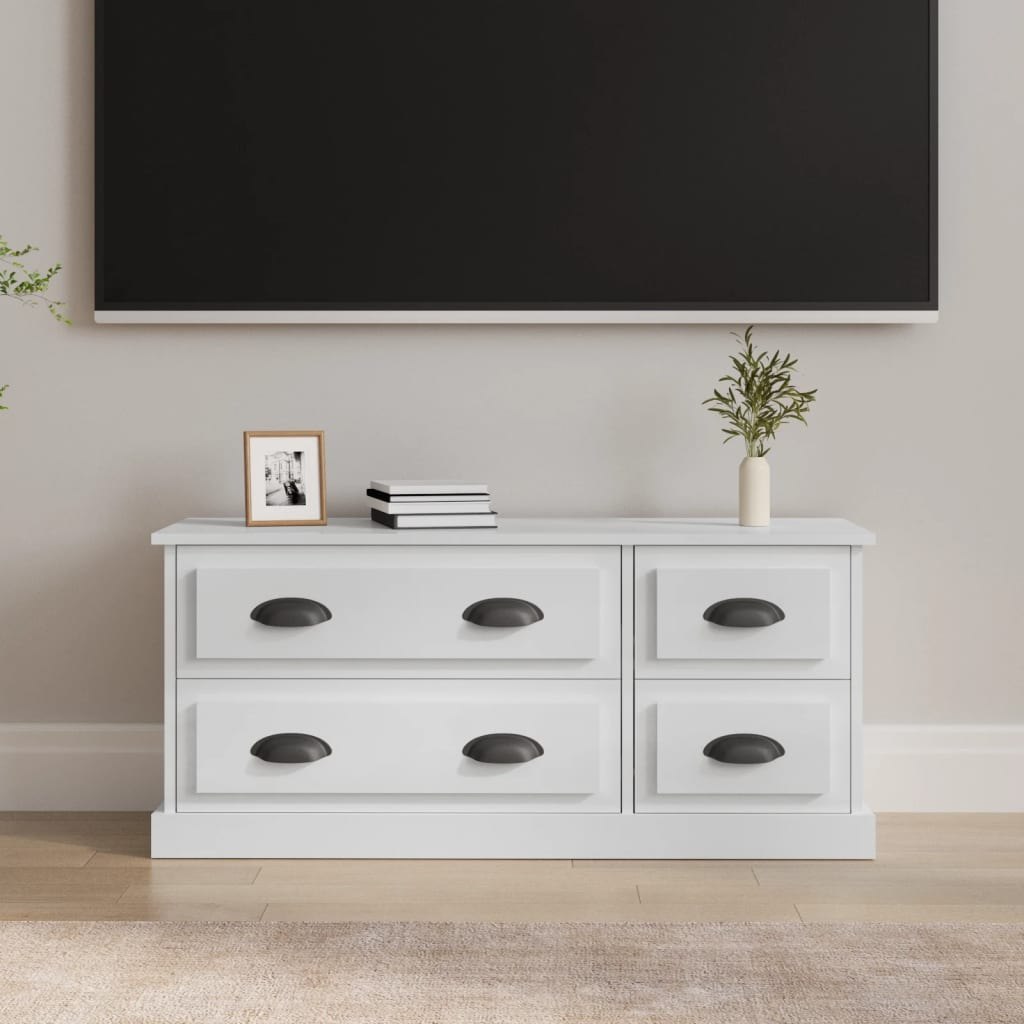 Szafka pod TV, wysoki połysk, biała, 100x35,5x45 cm Lumarko!