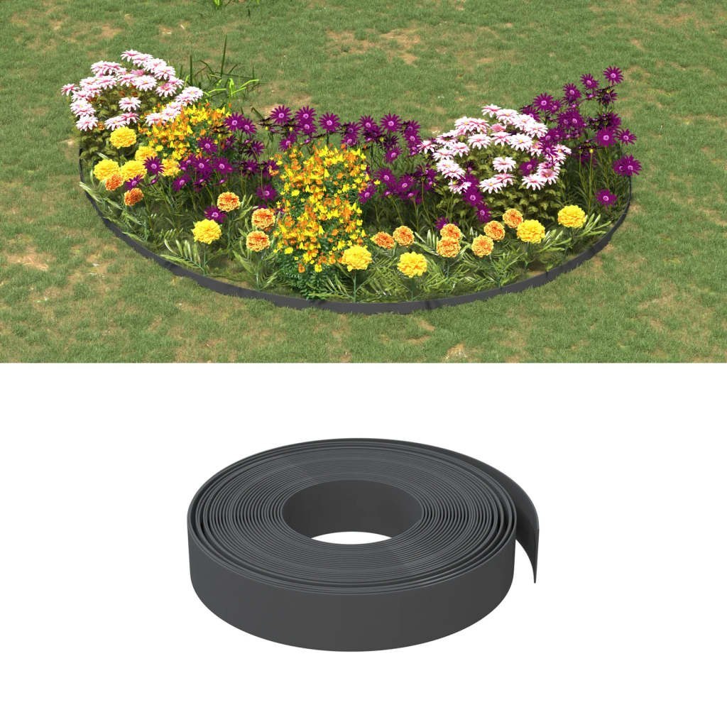 Obrzeże ogrodowe, szare, 10 m, 10 cm, polietylen