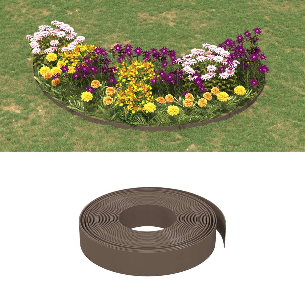 vidaXL Obrzeże ogrodowe, brązowe, 10 m, 10 cm, polietylen