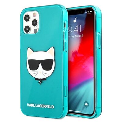 Karl Lagerfeld TPU Choupette Head Pokrowiec dla iPhone 12 Pro Max 6.7 Fluo Blue KLHCP12LCHTRB