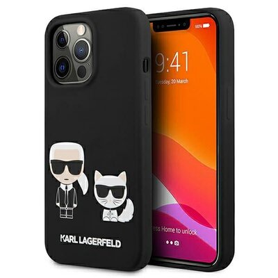 Karl Lagerfeld nakładka do IPhone 13 Pro KLHMP13LSSKCK czarna hard case Silicone Karl & Choupette Magsafe