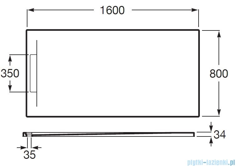Roca Pyros 160x80cm brodzik prostokątny konglomeratowy biały AP90164032001100 |