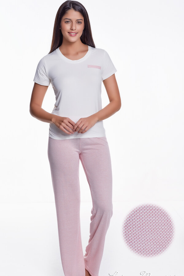 Damska bambusowa piżama EMA XL Różowy