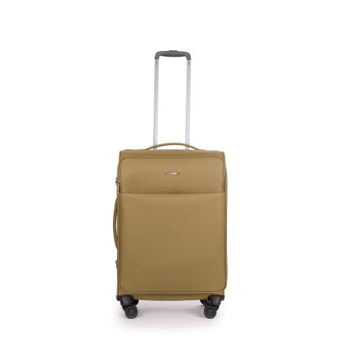 Stratic Light + walizka z miękką obudową, walizka podróżna na kółkach, bagaż podręczny, zamek TSA, 4 kółka, możliwość rozszerzenia, khaki, 67 cm, M