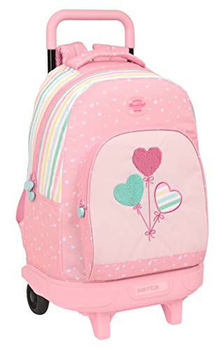 Blackfit8 - Duży plecak z kołami, kompaktowy, wymienny, idealny dla dzieci w różnym wieku, wygodny i wszechstronny, jakość i wytrzymałość, 33x22x45 cm, różowy, Różowy, Estándar, Casual