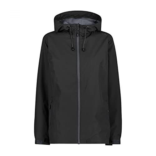 CMP damska kurtka przeciwdeszczowa ze stałym kapturem, Czarny, 48