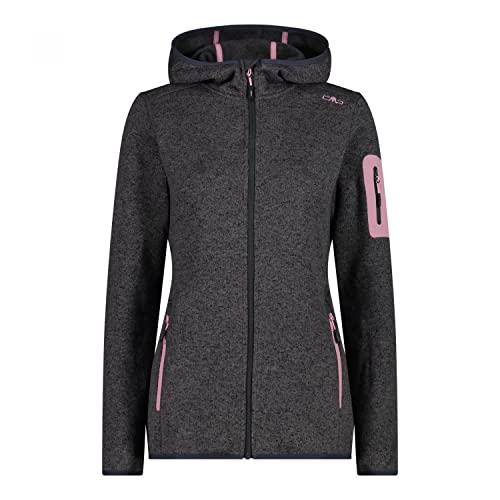 CMP - damska kurtka Knit-Tech ze stałym kapturem, Czarno-Rumieniowa, 50