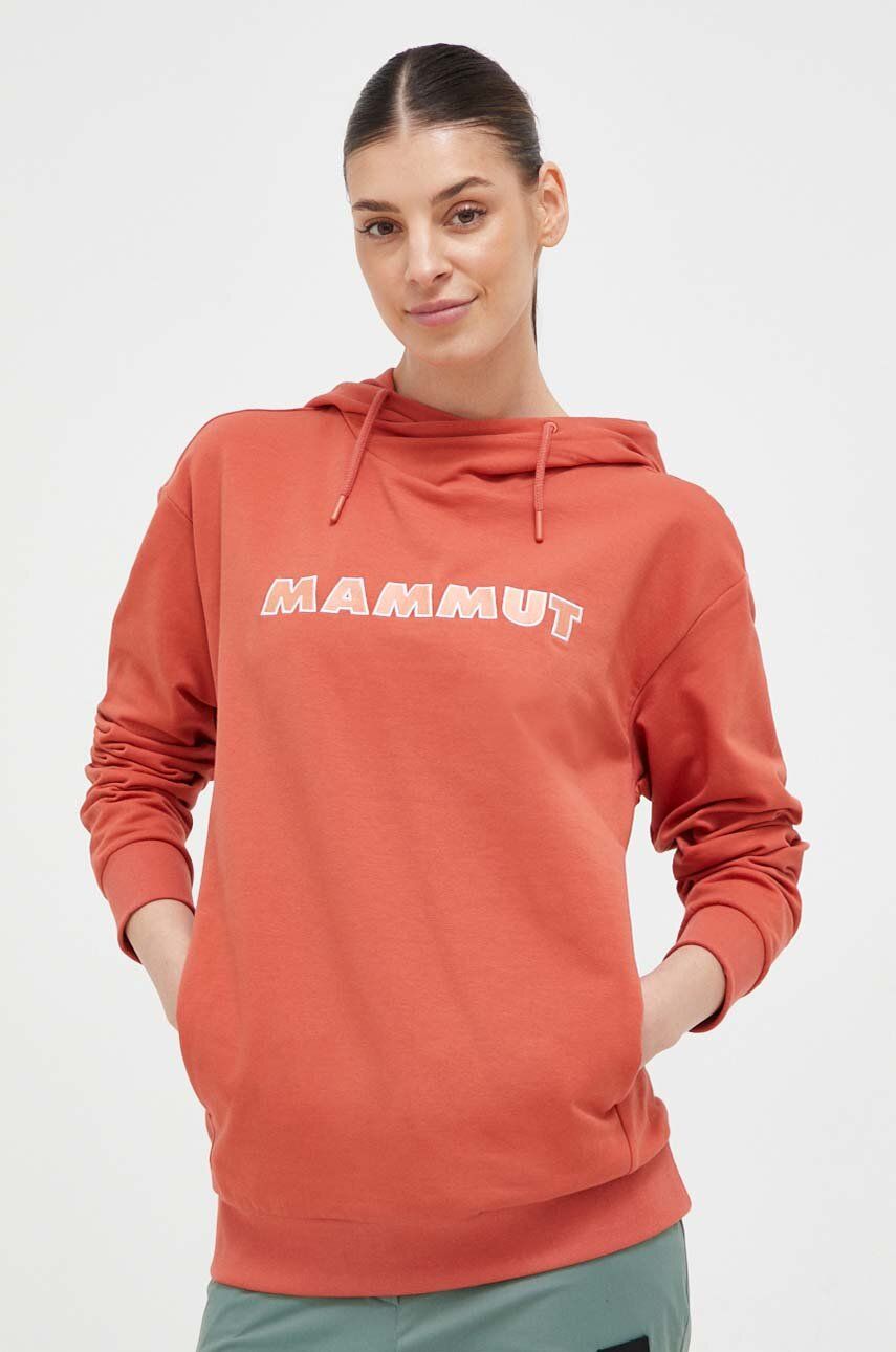 Mammut bluza ML Hoody Logo damska kolor różowy z kapturem z aplikacją