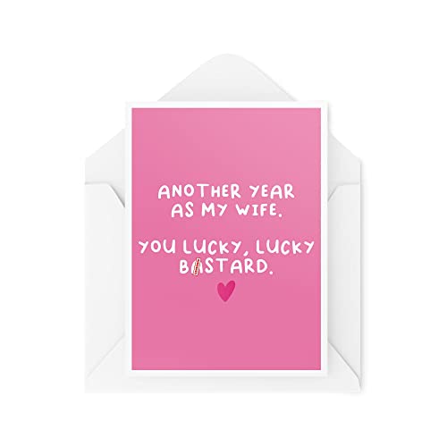 Śmieszne kartki rocznicowe | 'Another Year As My Wifee' | 'For Her Birthday Wifey' prezent walentynkowy żart nowość Sweary Insult | CBH630