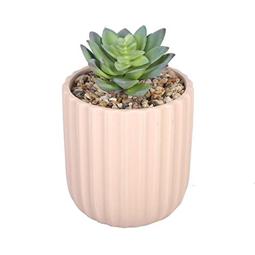 Sleepdown Halo zielona sztuczna roślina sukulent różowa teksturowana doniczka do domu biura łazienki dekoracja wnętrz estetyka