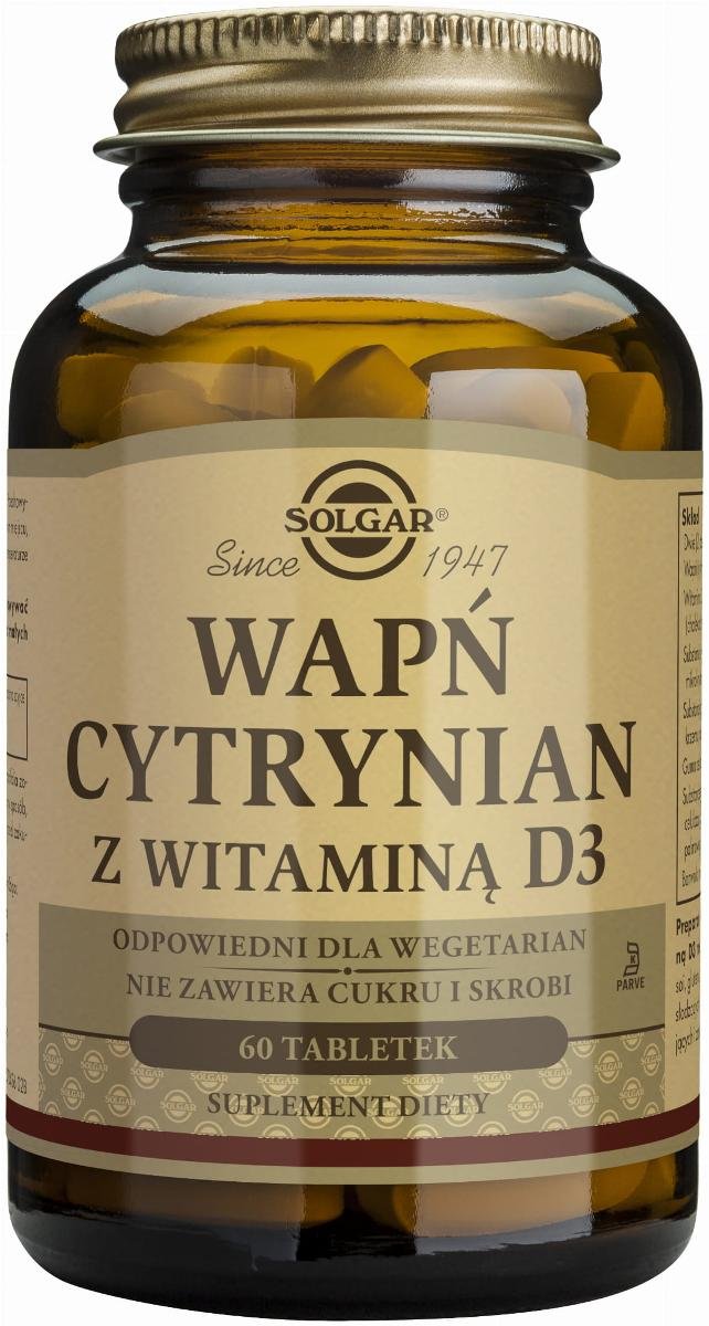 Solgar Polska Wapń Cytrynian 500mg Z Witaminą D3 300iu 60 Tabletek