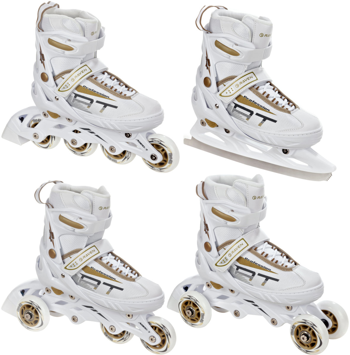 Rolki Łyżwy 4w1 Raven Profession White/Gold 35-39