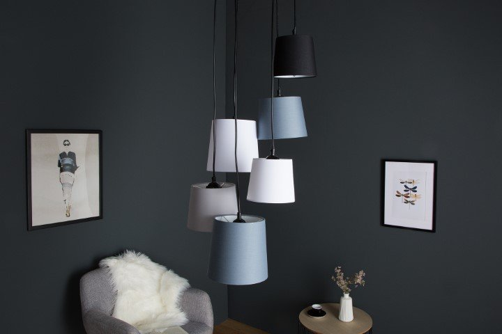 Invicta Interior Lampa wisząca Multi szara czarna 6 kloszy (Z38821)