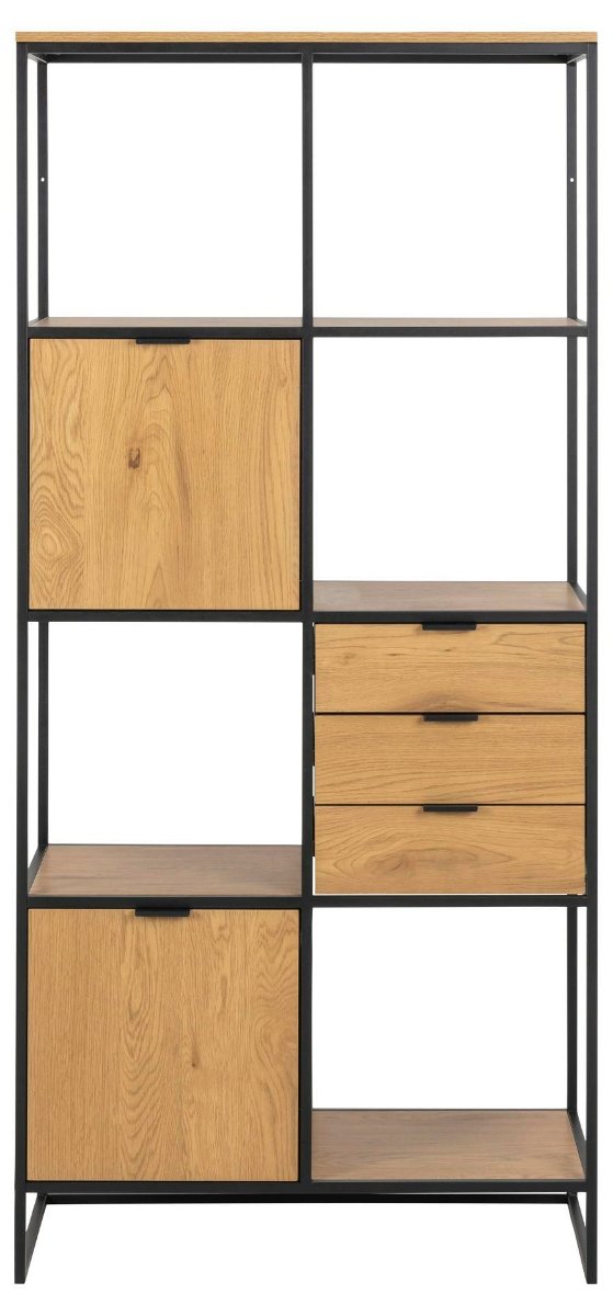 Czarny regał w dekorze dębu 85x183 cm Swindon – Actona