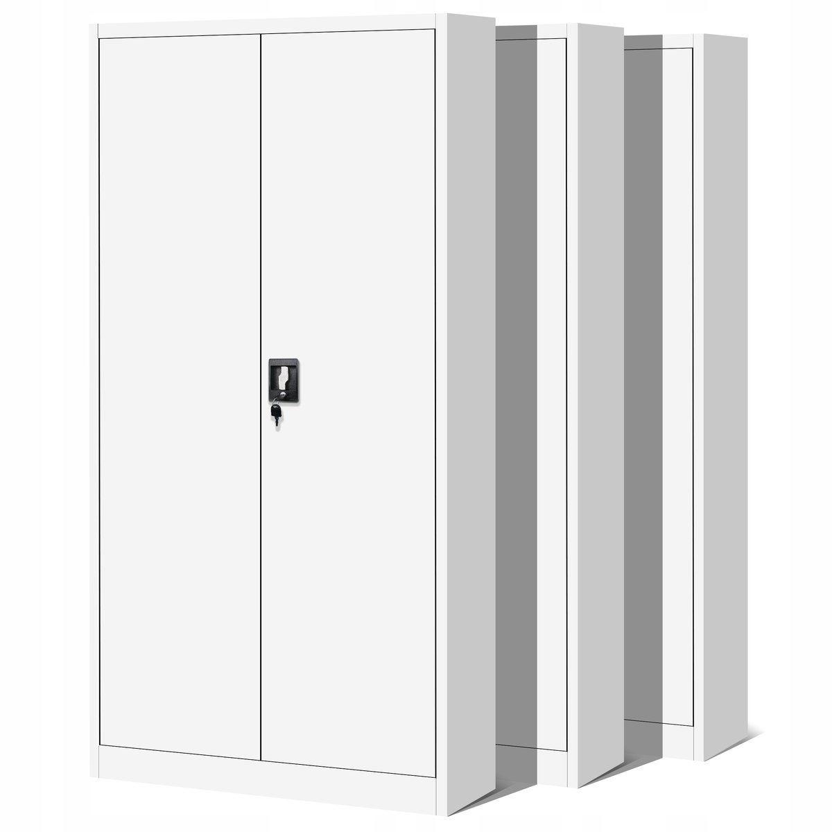 Zestaw SET Szaf Metalowych 3 x JAN NOWAK Model JAN H 900x1950x400 Biurowa Szafka Na Akta: Biała, Duża Szafa Do Biura, Na Dokumenty, Segregatory, Poj..